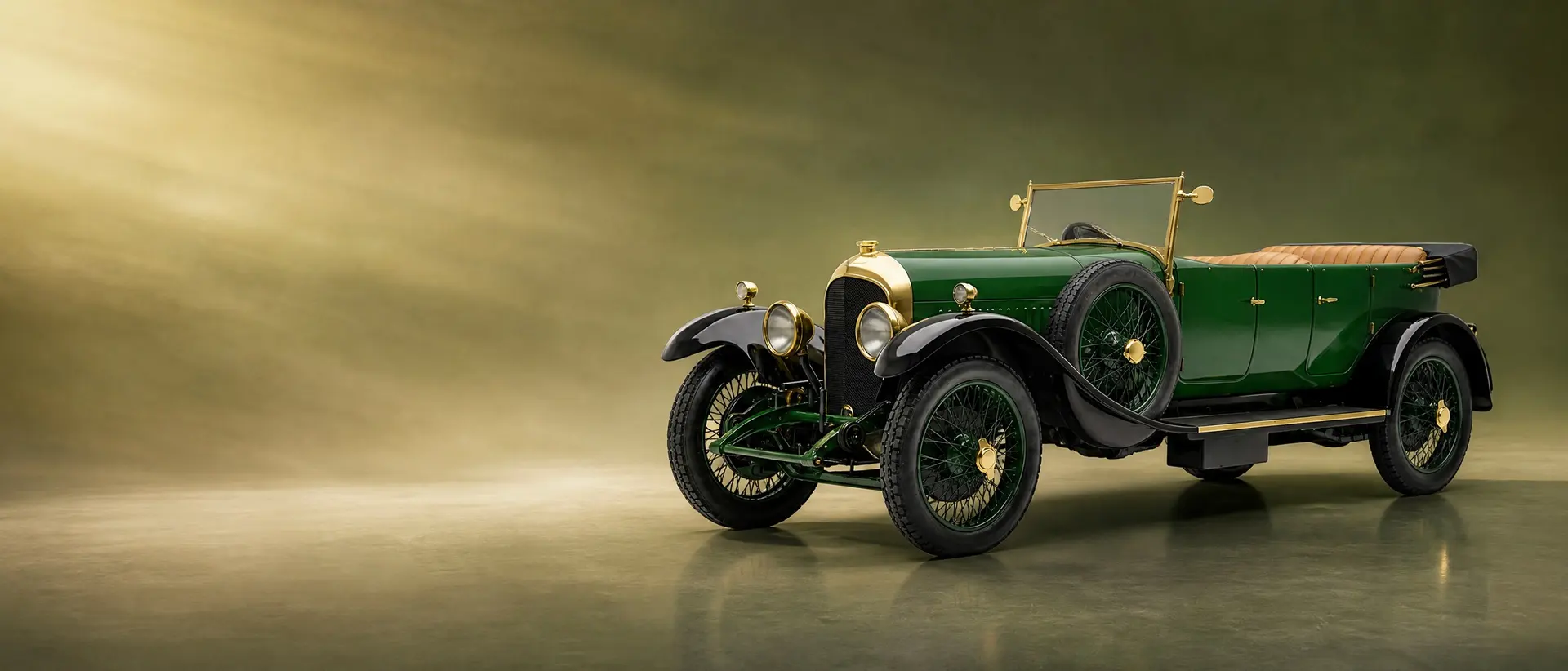 Bentley 3 Litre staged in a darkened scene