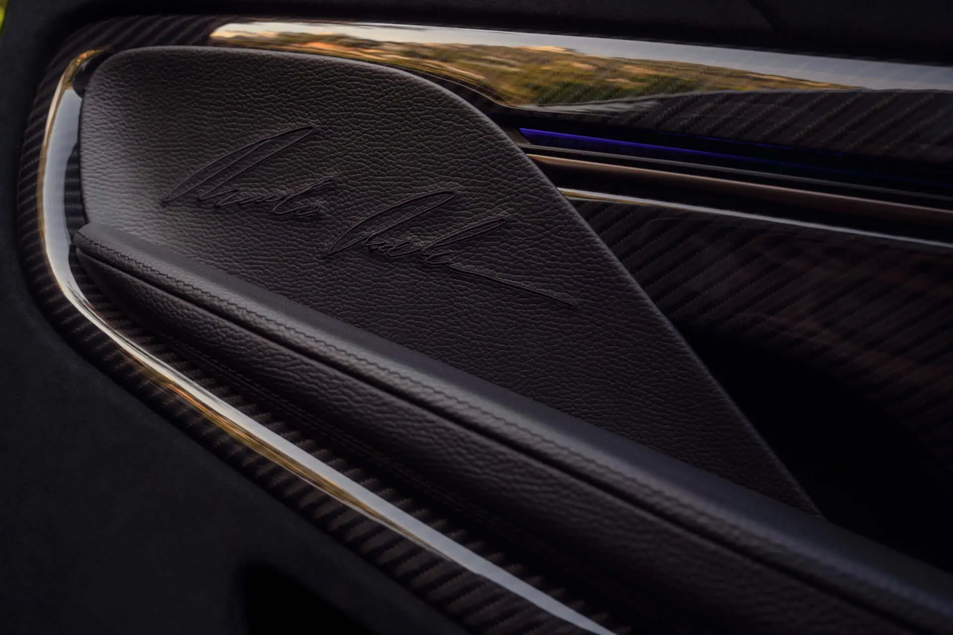 Bodo Buschmann's signature embossed in the leather door panel of the Brabus Bodo