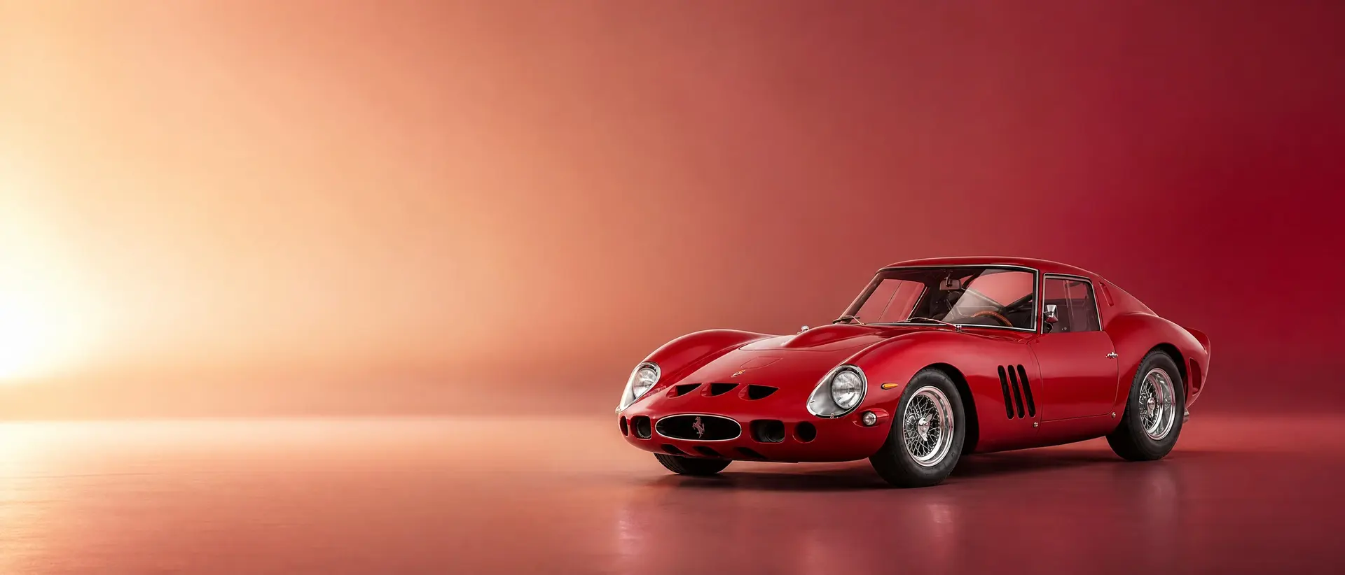 Ferrari 250 GTO staged in a darkened scene