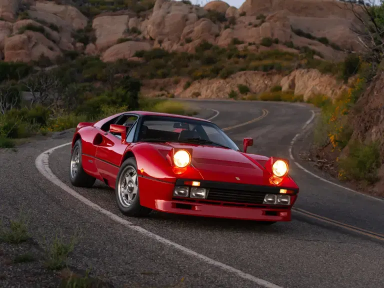 GTO chassis 56773 driving through a canyon at dusk
