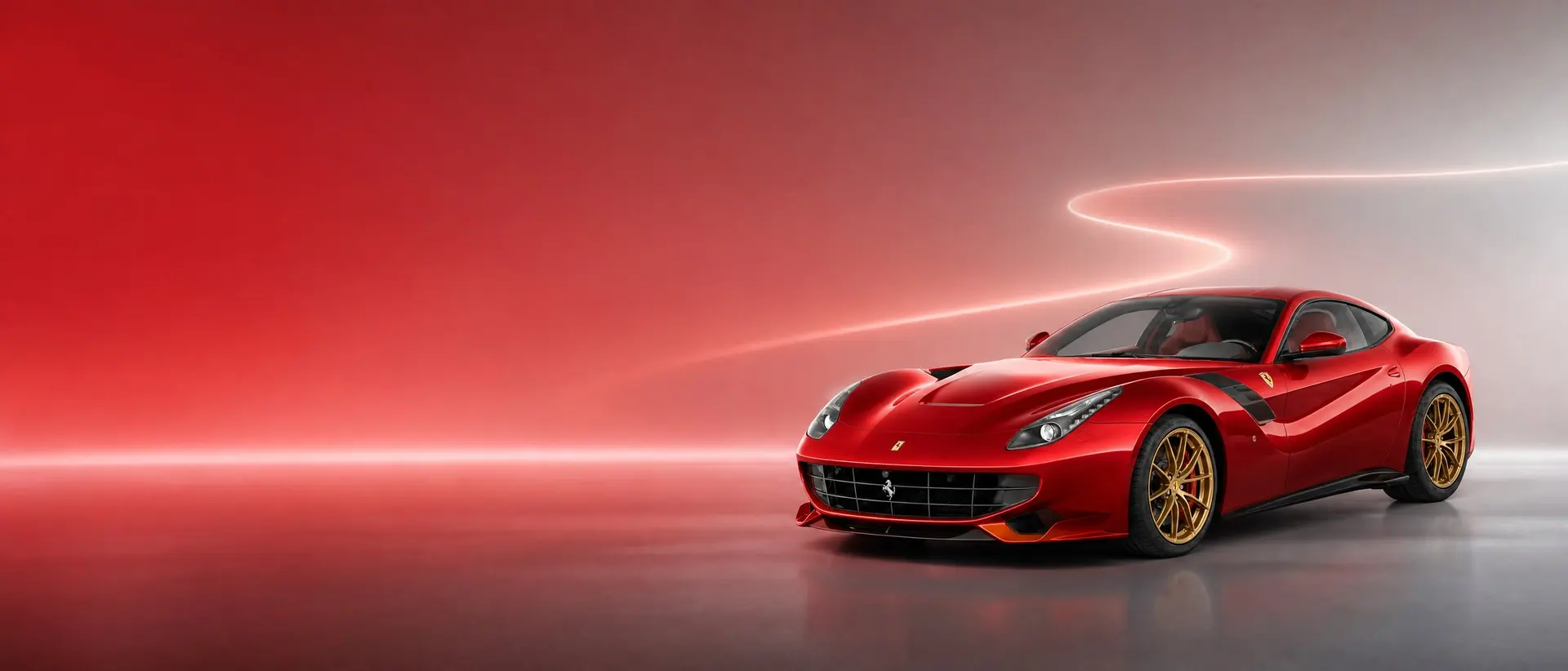 Ferrari F12tdf staged in a darkened scene