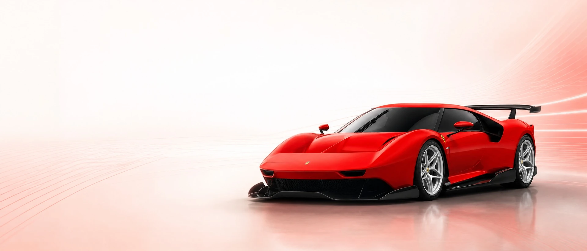 A Rosso Vero Ferrari P80/C, front three-quarter view on a white field with red gridlines