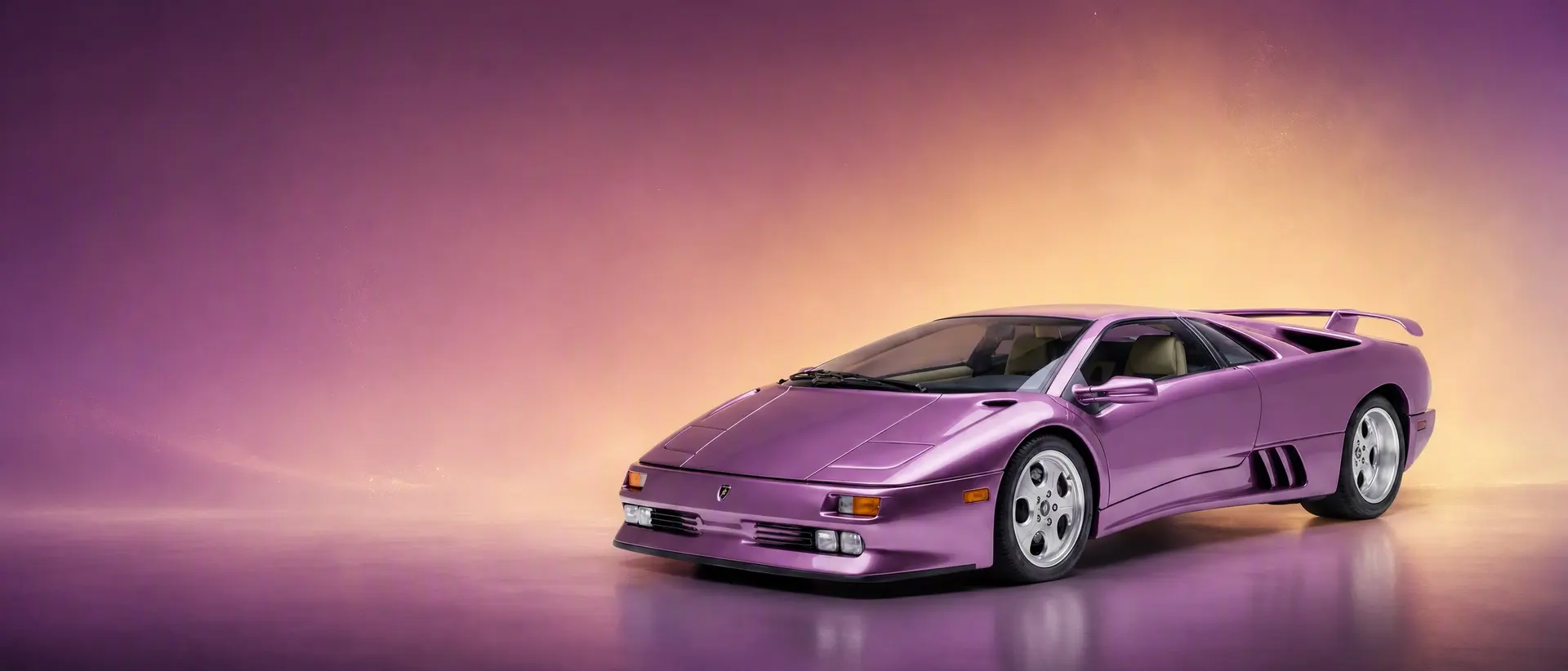 Lamborghini Diablo staged in a darkened scene