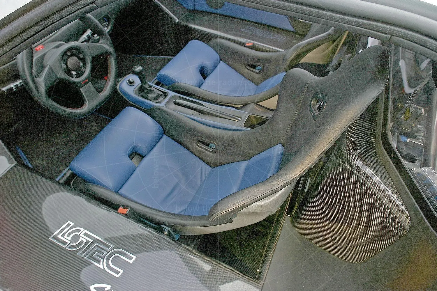Sirius interior with blue leather seats and LOTEC sill plates