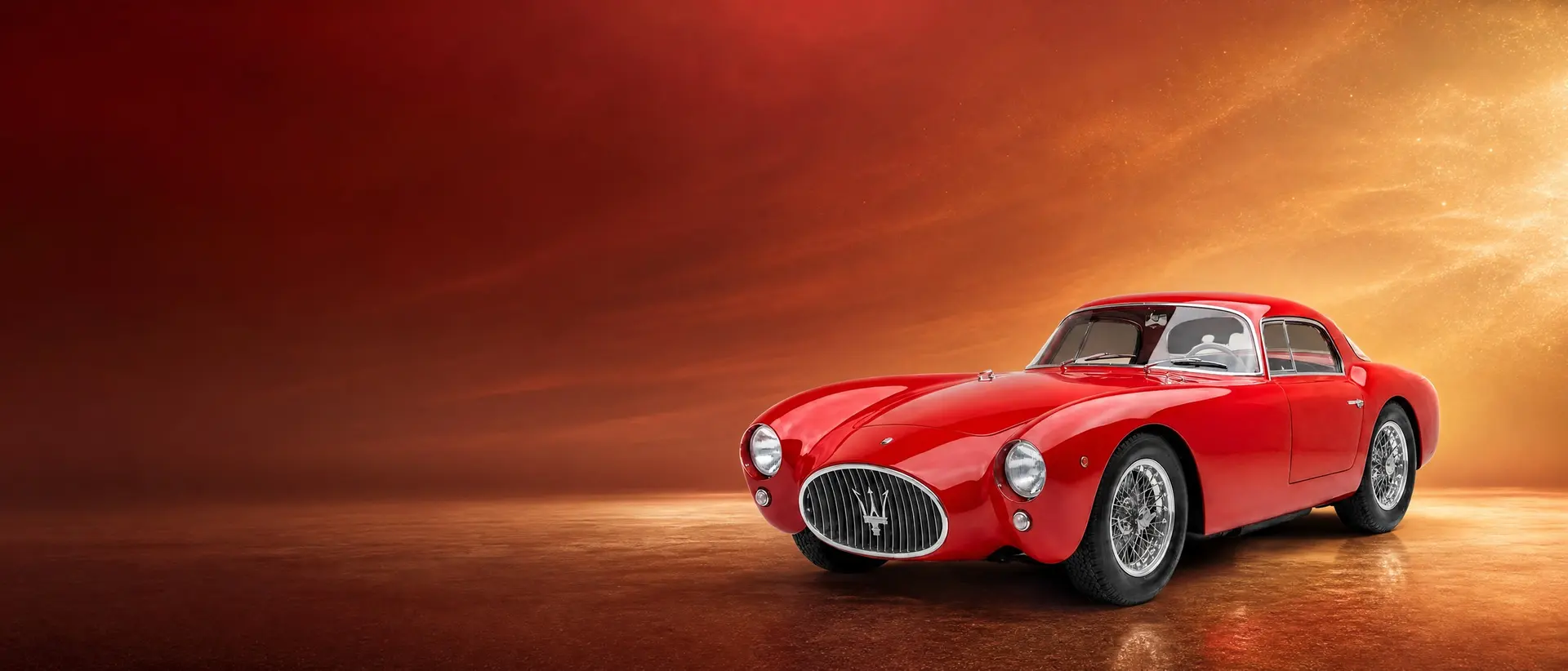 Maserati A6GCS/53 staged in a darkened scene