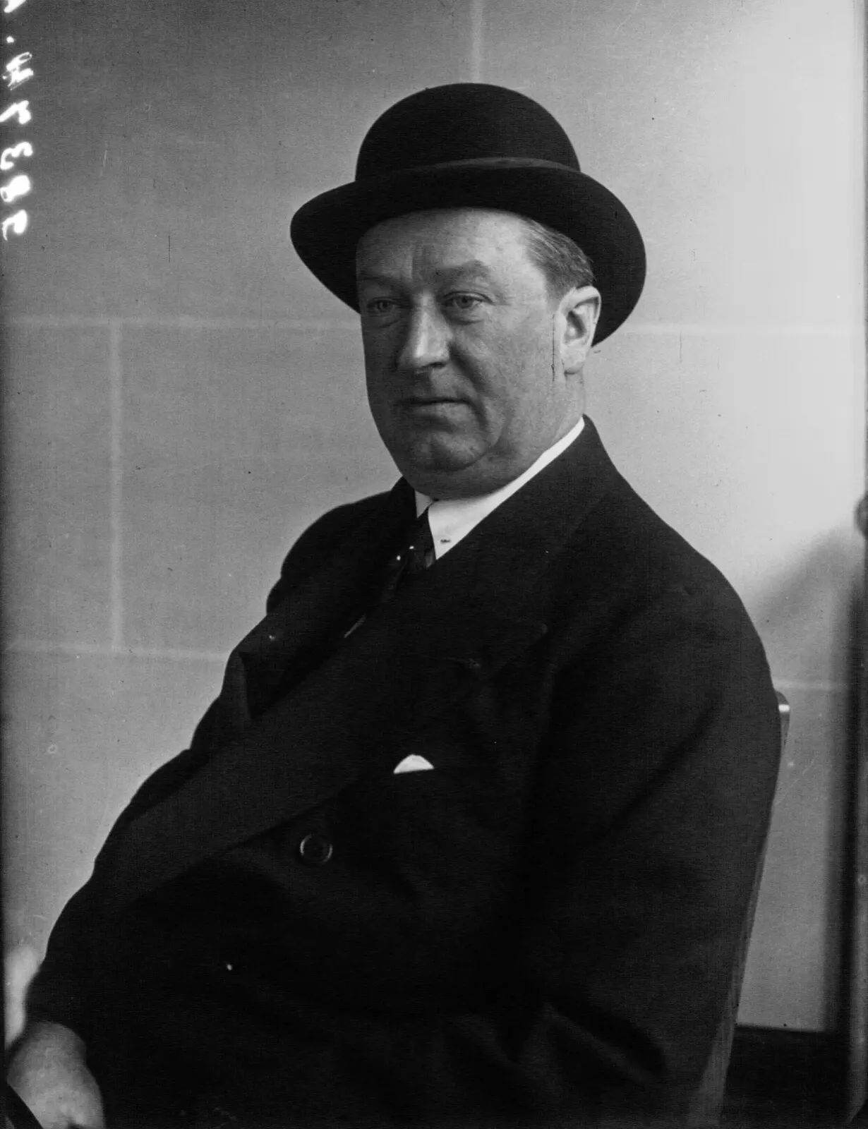 Portrait photograph of Ettore Bugatti.