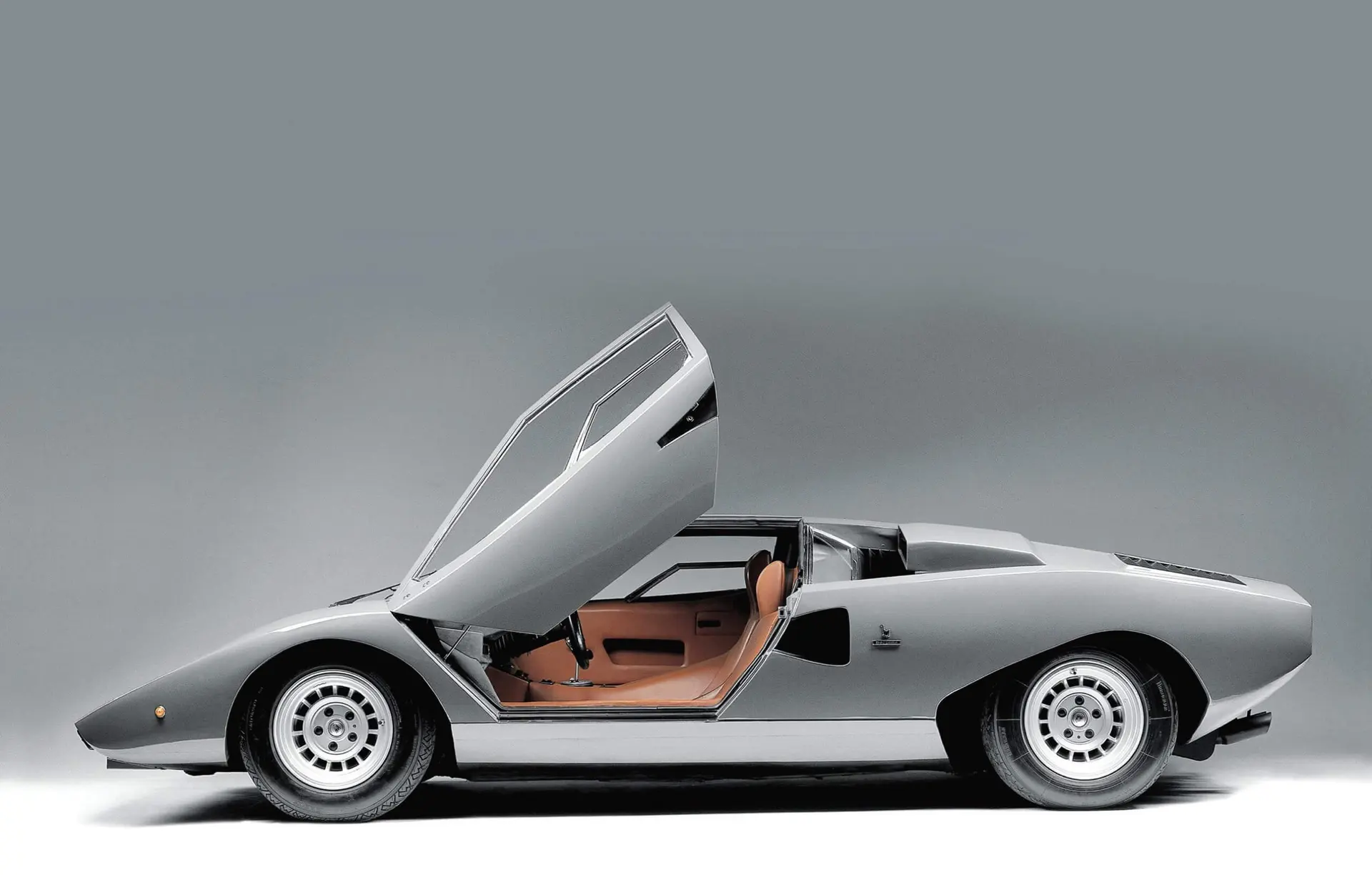 Lamborghini Countach LP500 prototype, 1971, doors and engine cover raised